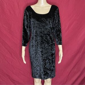 Vintage Y2K Rue21 Black Crushed Stretch Velvet Fitted Mini Dress Size XL NWT